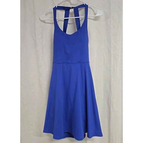 Halara Softly Zero Backless Twisted Active Dress Built In Shorts Aster Blue Sz S - Picture 2 of 9
